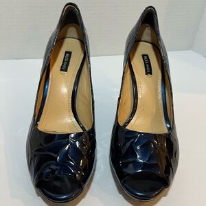 Alex Marie Navy Patent Peep Toe Heels